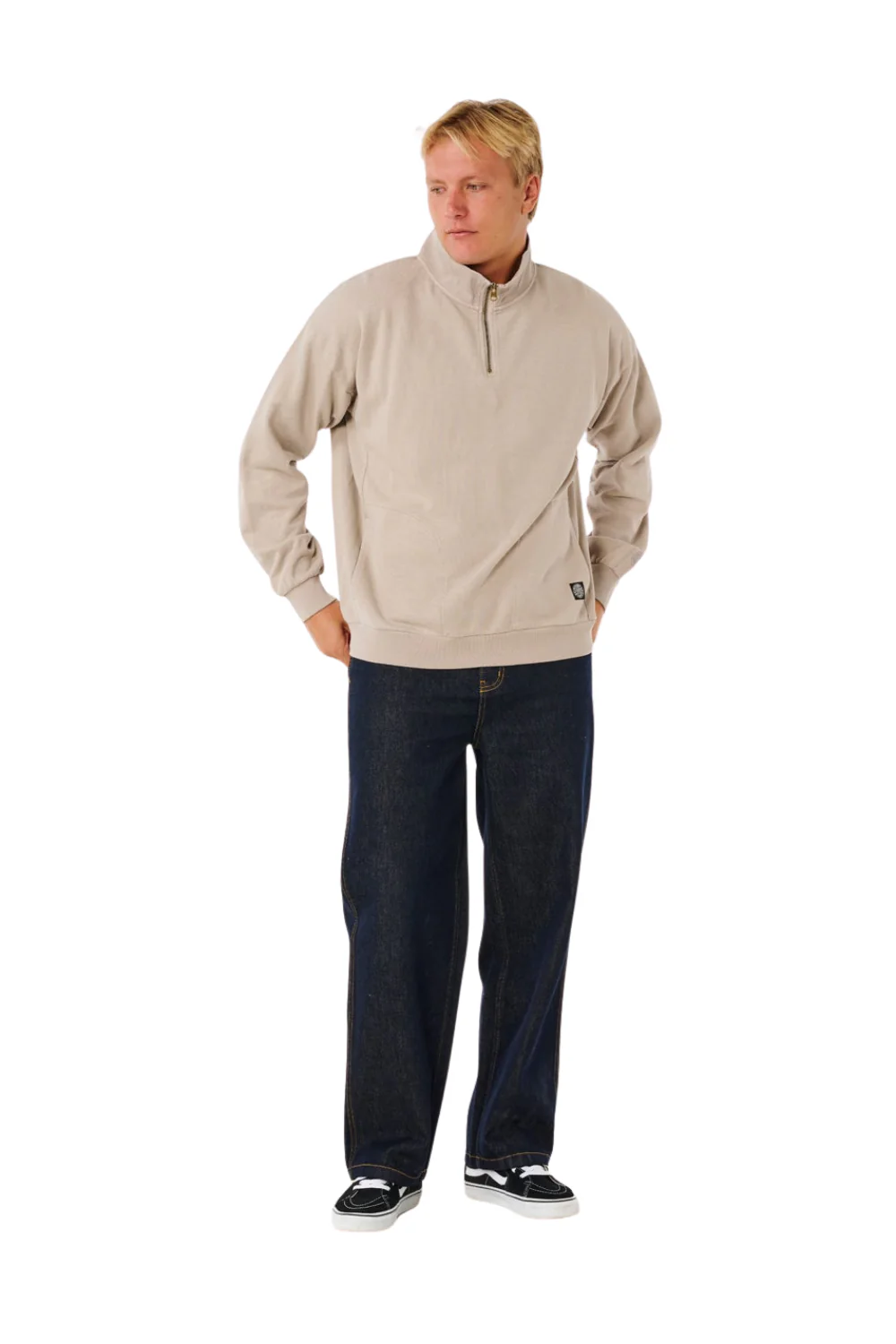 Rip Curl Premium Surf Mens 1/4 Zip Crew Stone - Image 4