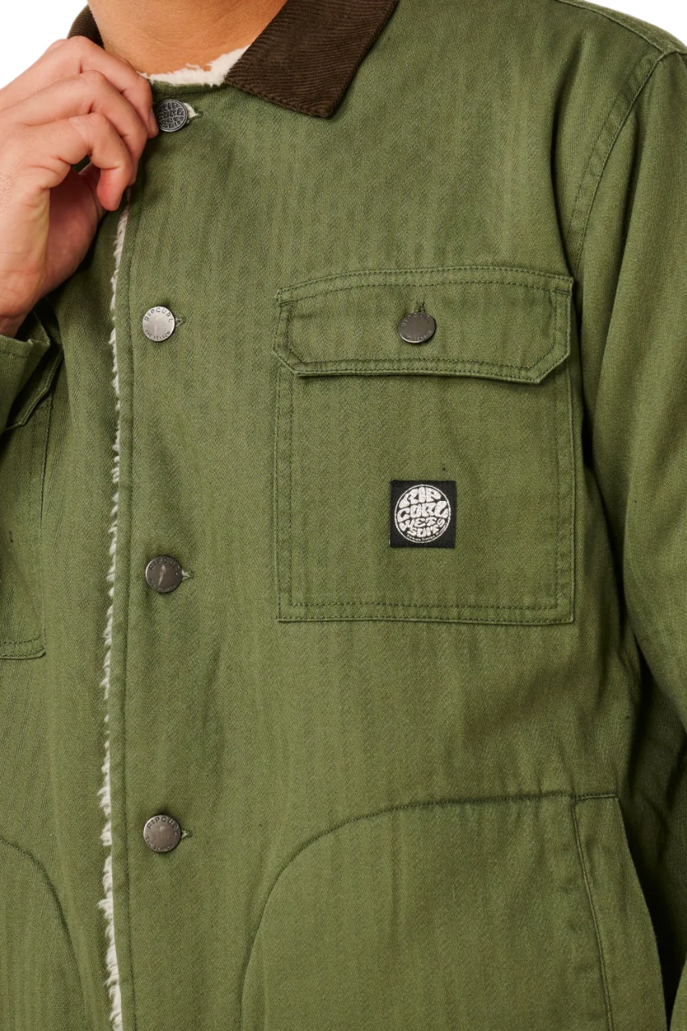 Rip Curl Premium Surf Mens Sherpa Jacket Dark Olive - Image 4
