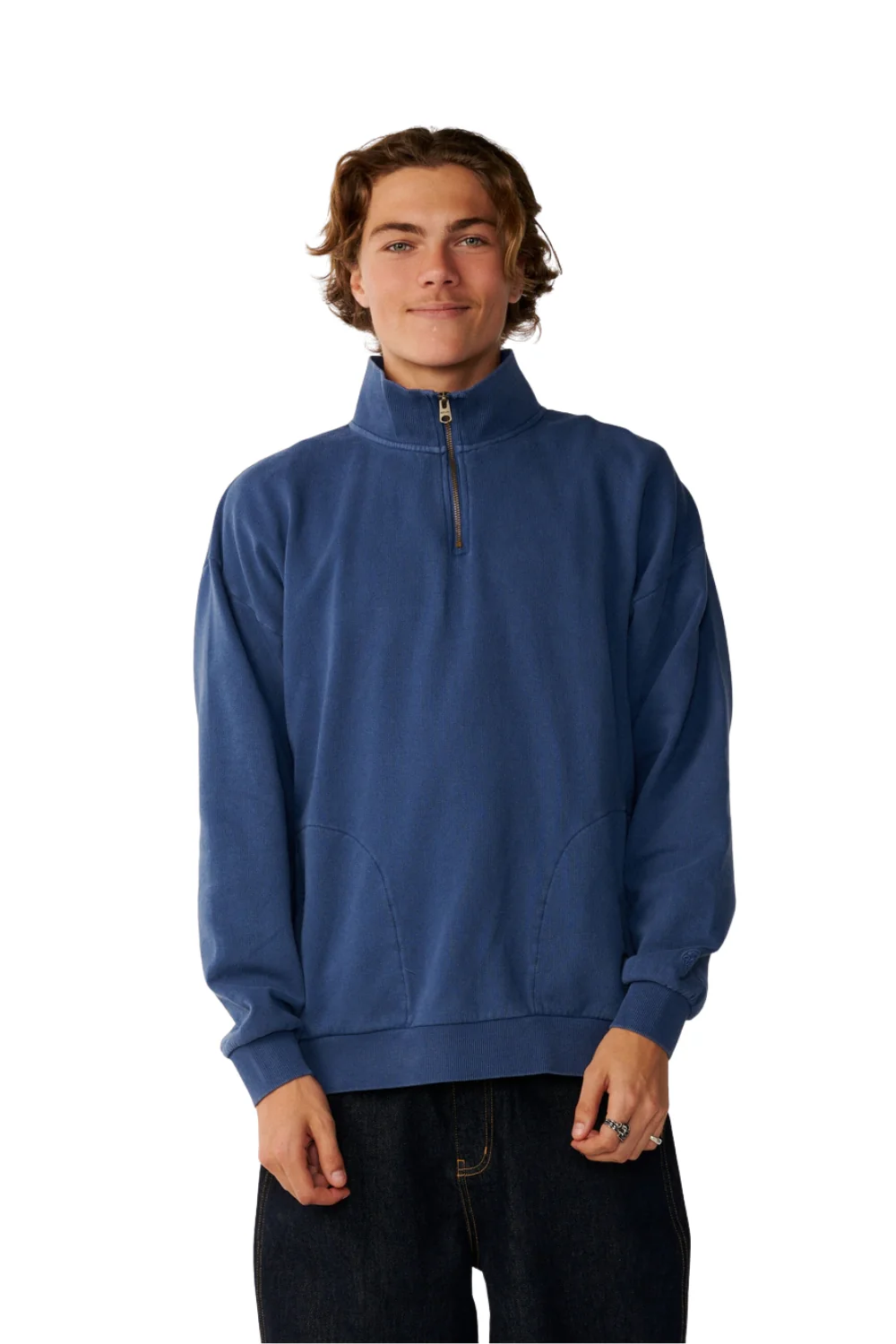 Rip Curl Premium Surf Mens 1/4 Zip Crew Light Navy