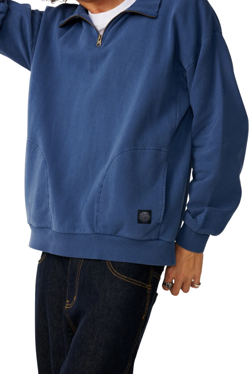 Rip Curl Premium Surf Mens 1/4 Zip Crew Light Navy - Image 5