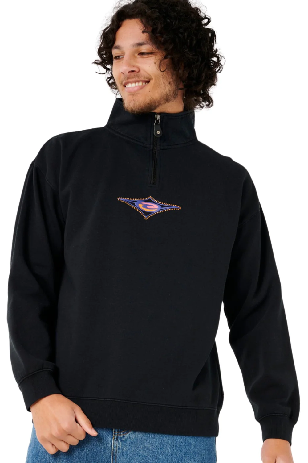 Rip Curl Raw Energy 1/4 Zip Crew Fleece Black - Image 4