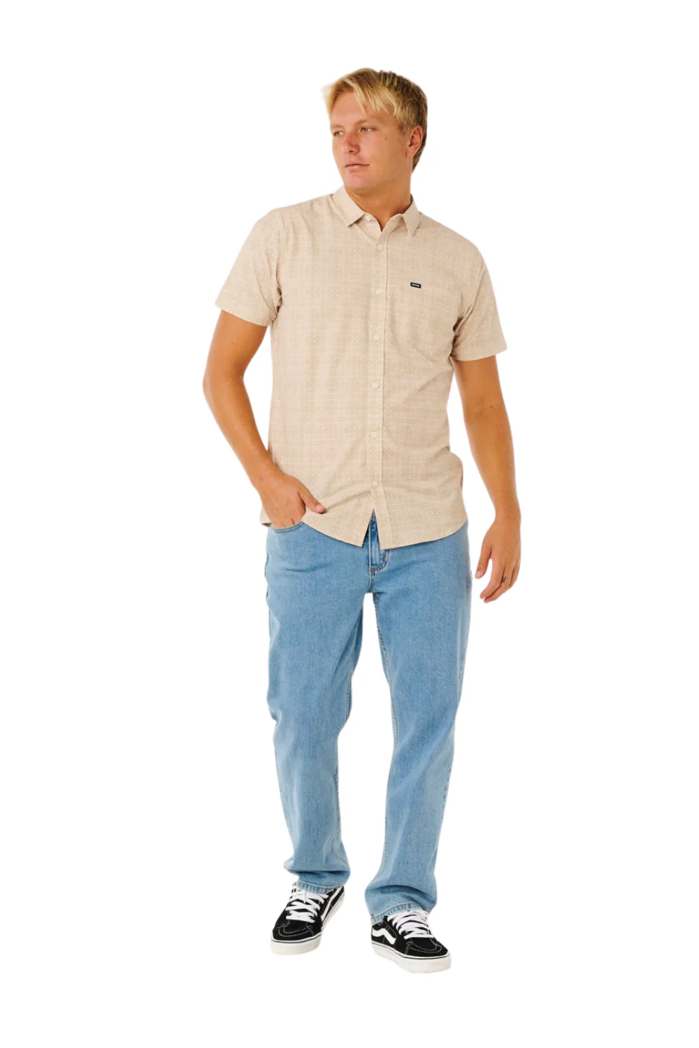 Rip Curl Sessions Aerotech Mens Short Sleeve Shirt Stone - Image 5