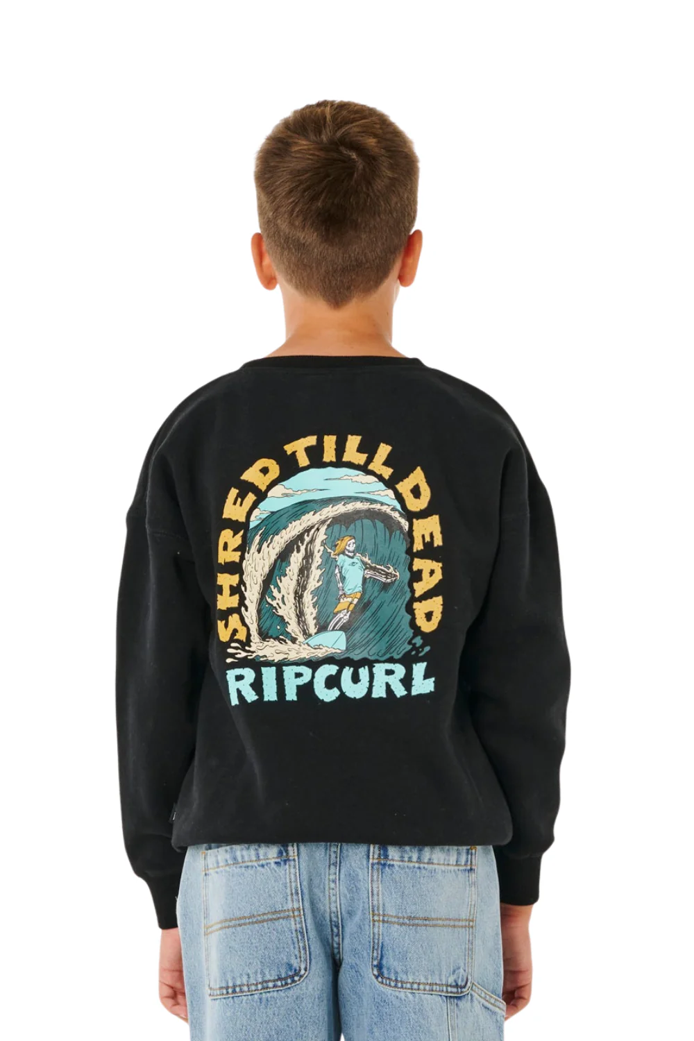 Rip Curl Shred Till Dead Boys Crewneck Sweatshirt Black