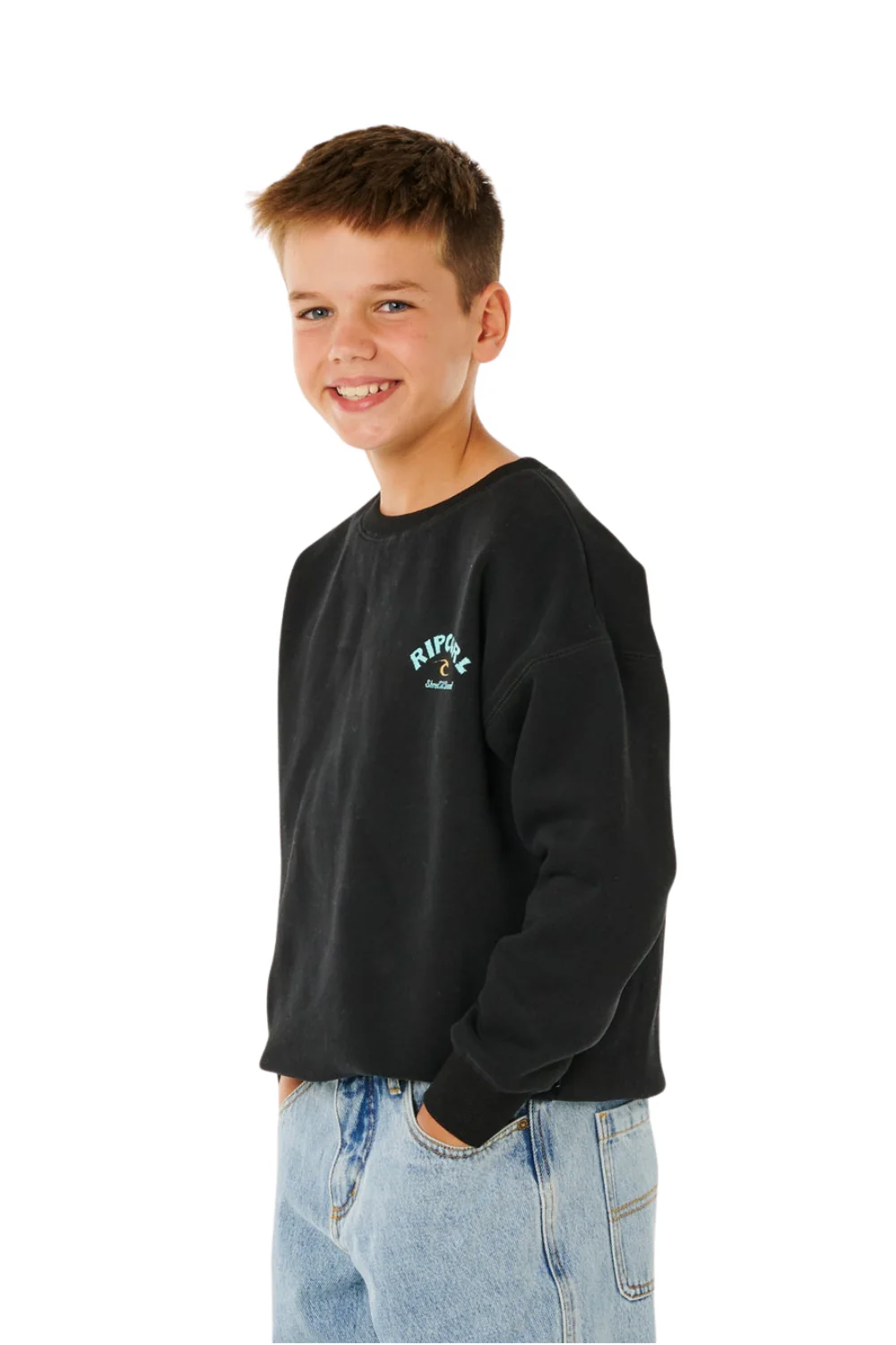 Rip Curl Shred Till Dead Boys Crewneck Sweatshirt Black - Image 3