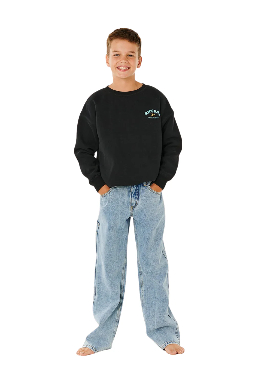 Rip Curl Shred Till Dead Boys Crewneck Sweatshirt Black - Image 4