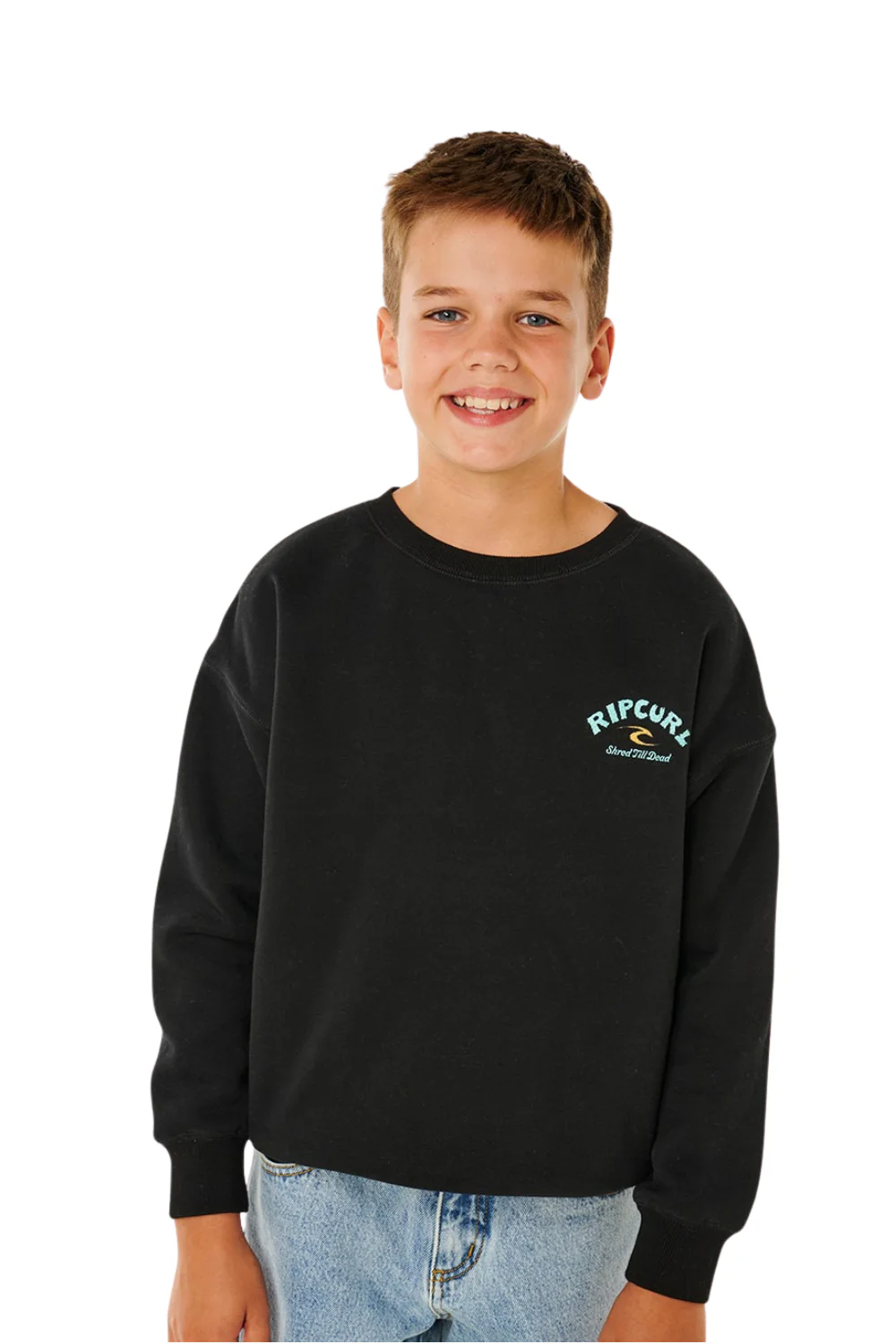 Rip Curl Shred Till Dead Boys Crewneck Sweatshirt Black - Image 6
