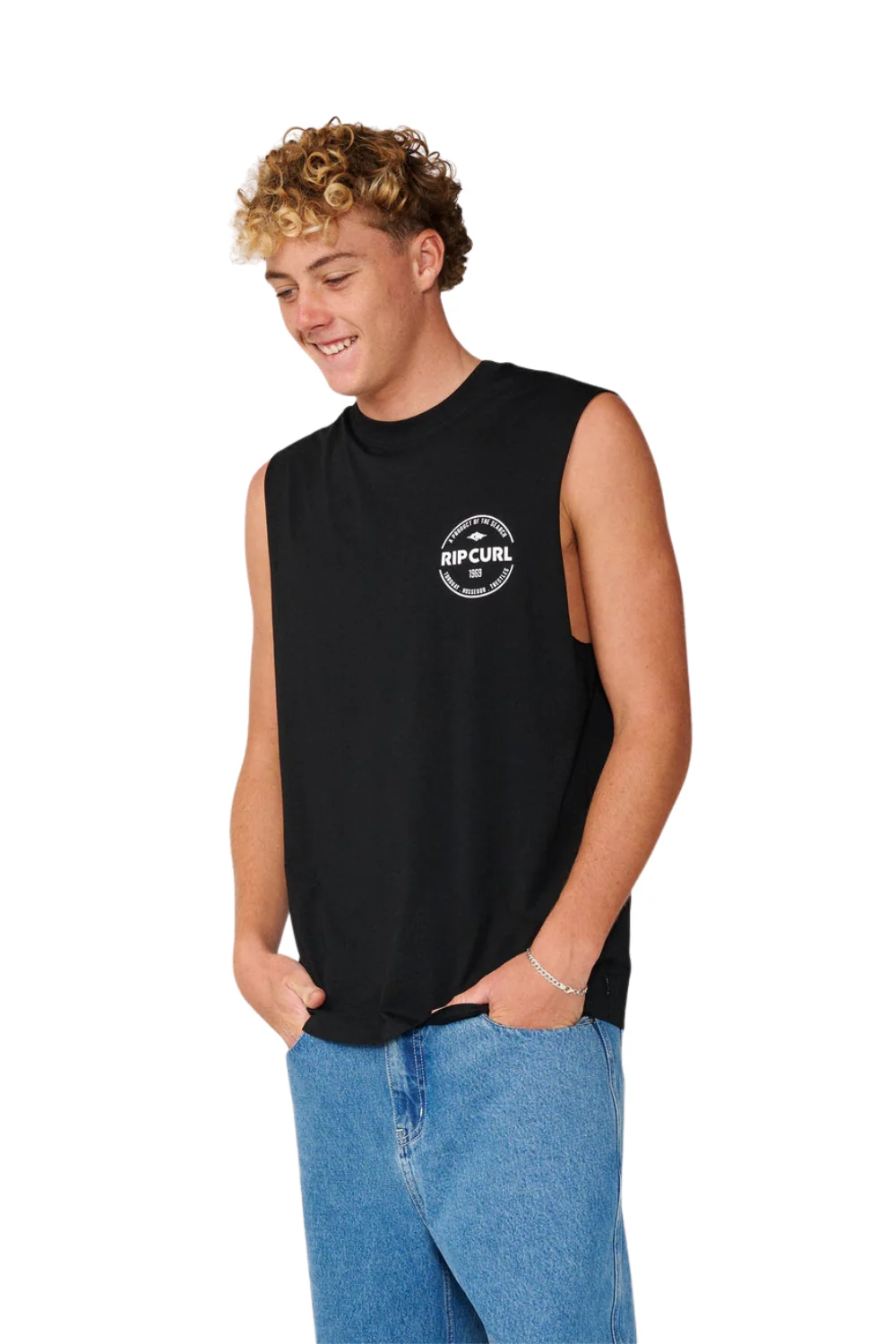 Rip Curl Staple Mens Muscle Vest Black - Image 3