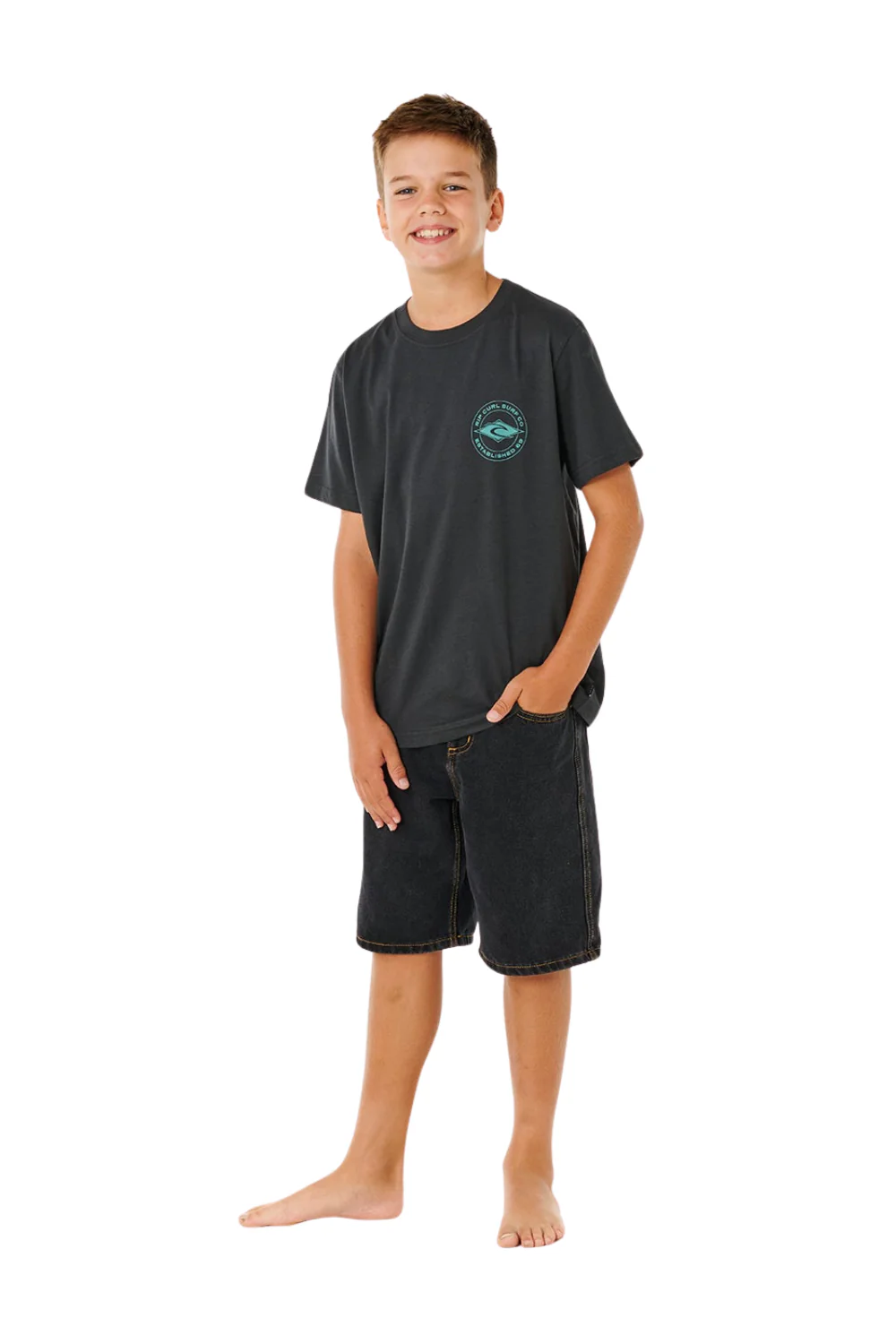 Rip Curl Stapler Boys T-Shirt Washed Black - Image 5