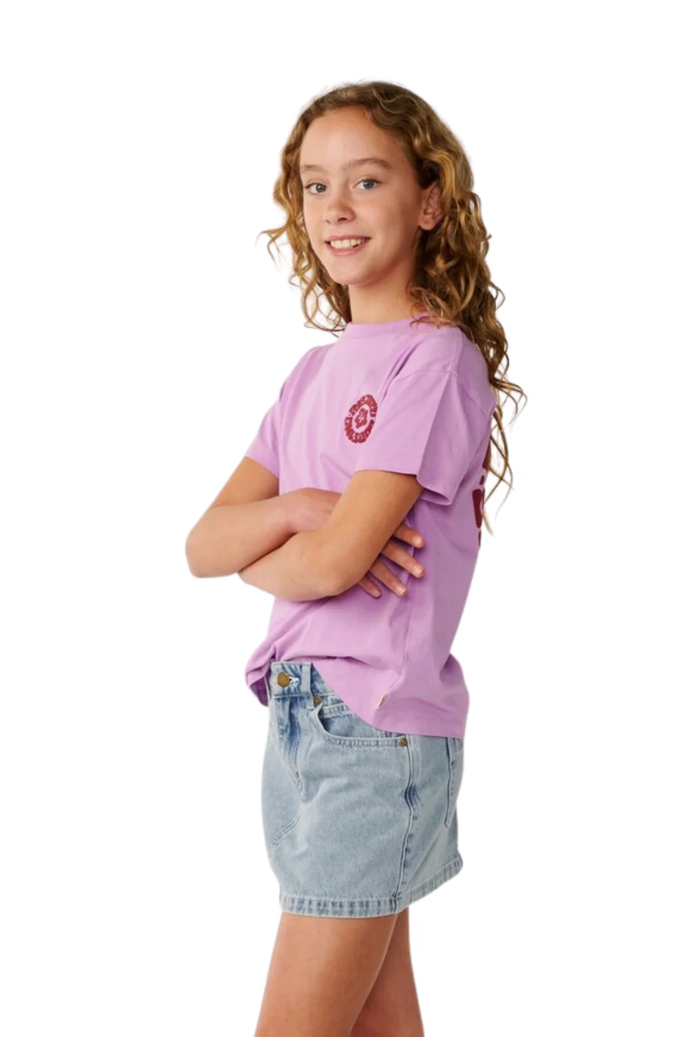 Rip Curl Surf Puff Girls Relaxed T-Shirt Bright Lilac - Image 3
