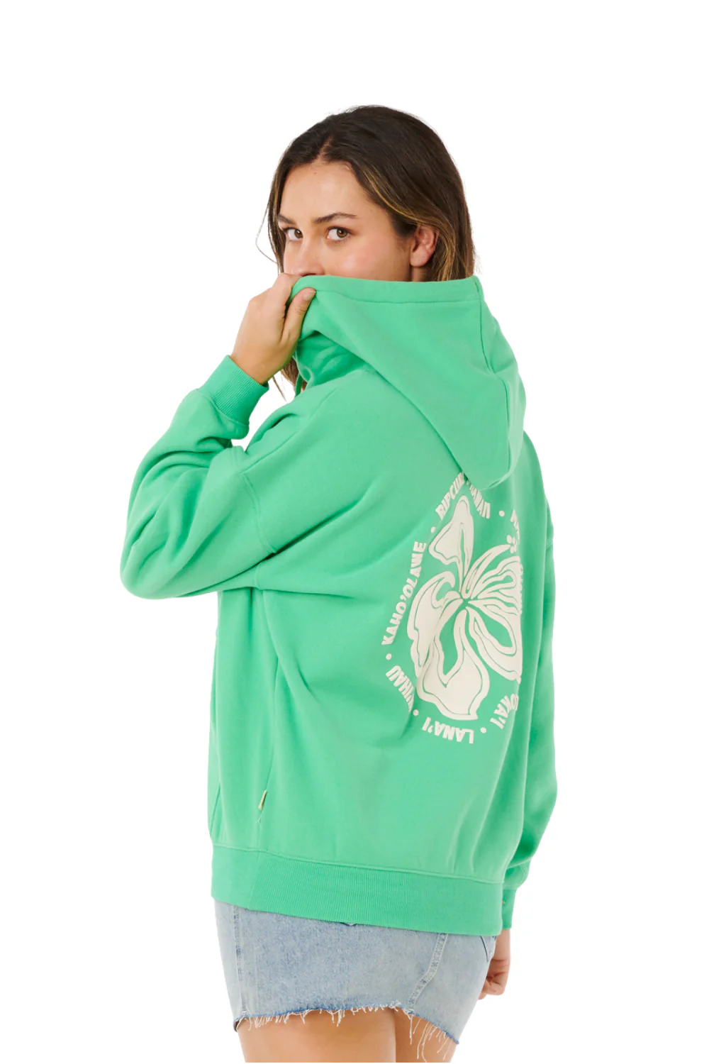 Rip Curl Surf Puff Heritage Womens Hoodie Green - Image 2