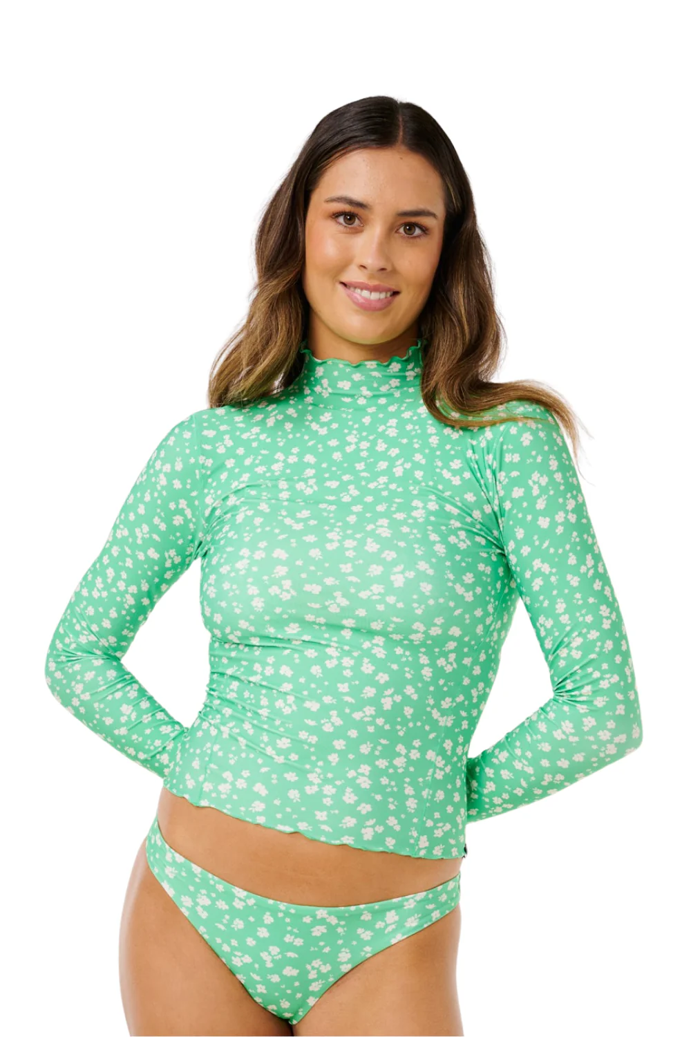 Rip Curl Surf Side Upf Womens Long Sleeve Rashguard Light Green - Image 3