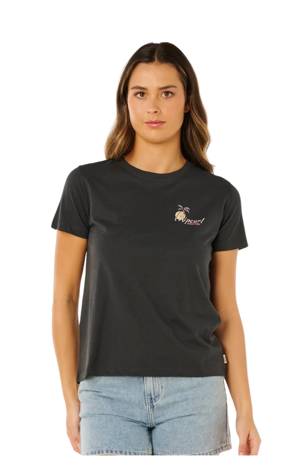 Rip Curl Tide Line Womens Standard T-Shirt Washed Black