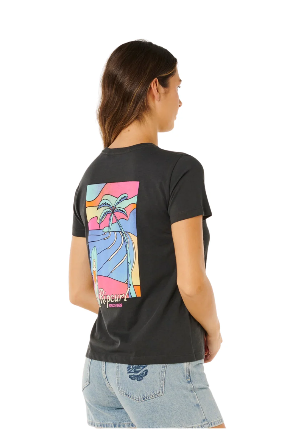 Rip Curl Tide Line Womens Standard T-Shirt Washed Black - Image 2