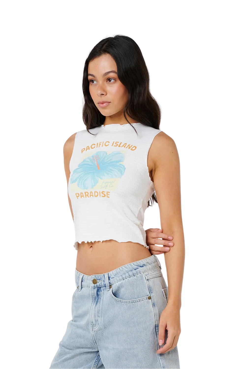 Rip Curl Topanga Canyon Shirred Womens Tank Top White - Image 3