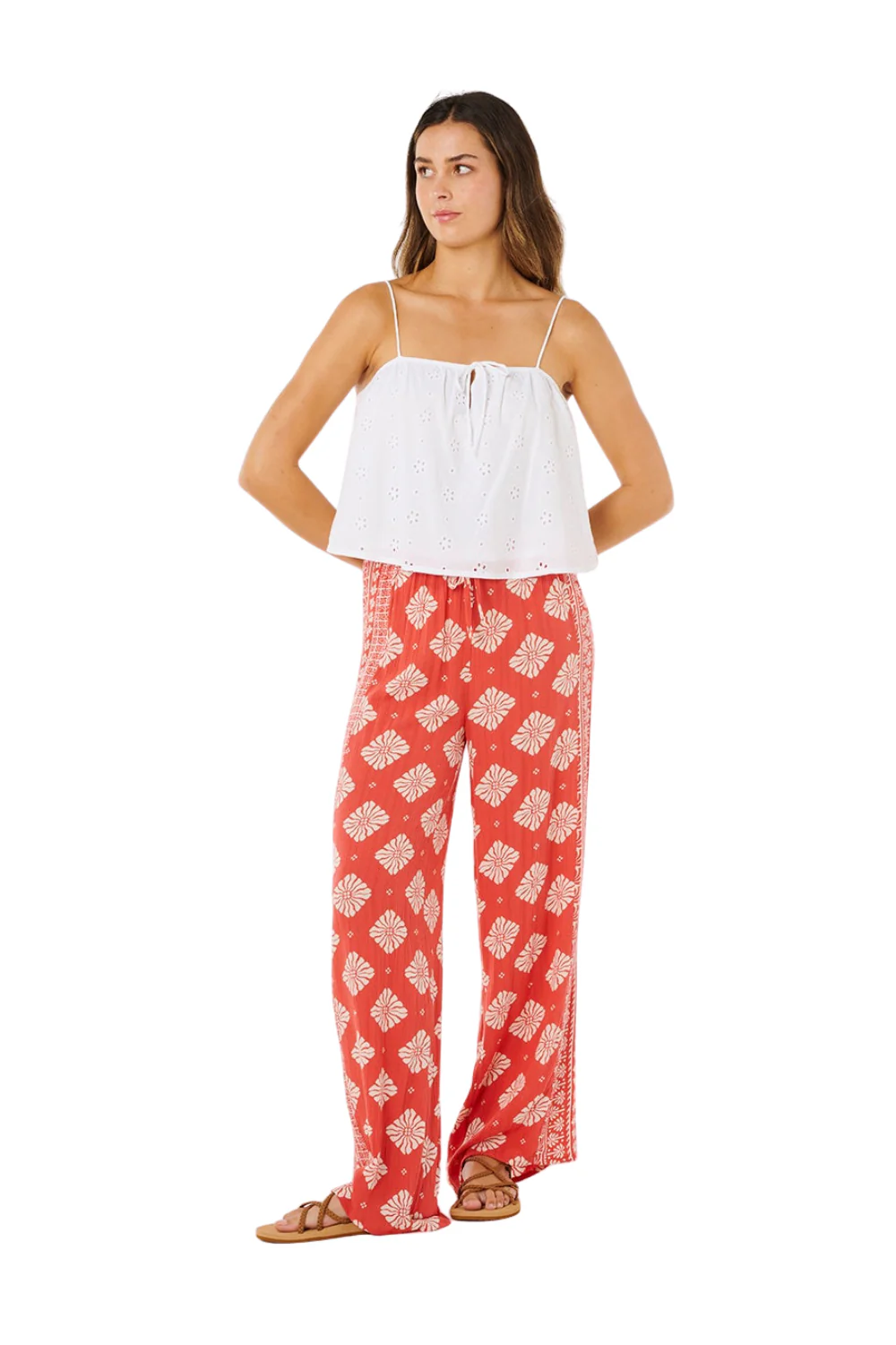 Rip Curl Ventura Womens Wide Leg Pants Red - Image 5