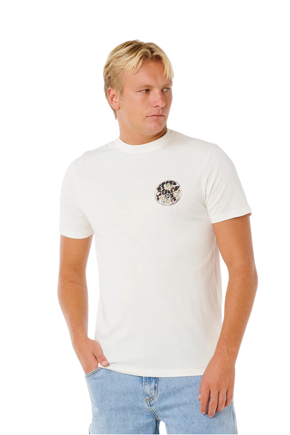 Rip Curl Wettie Passage Icon Mens T-Shirt Bone - Image 2