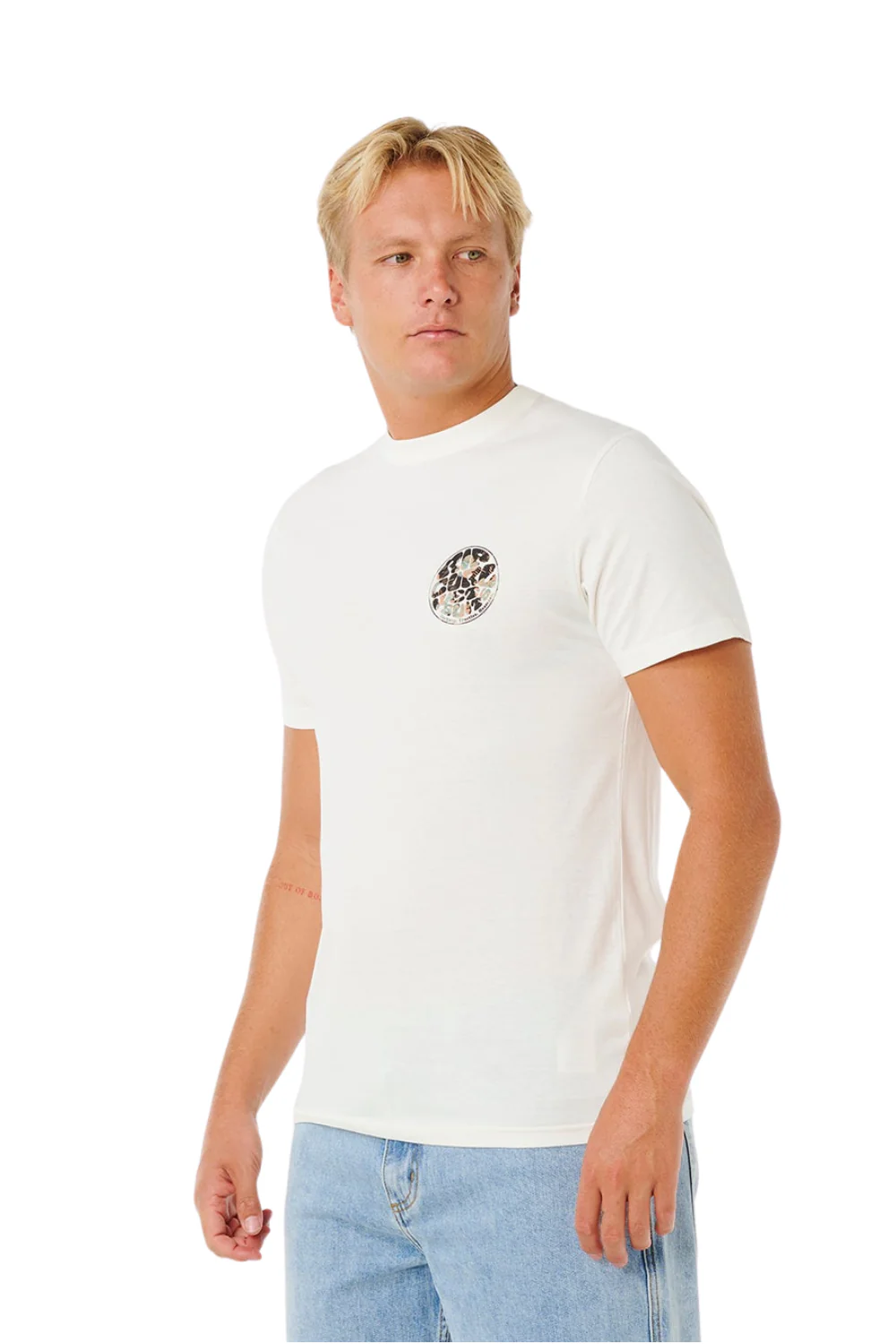 Rip Curl Wettie Passage Icon Mens T-Shirt Bone - Image 3