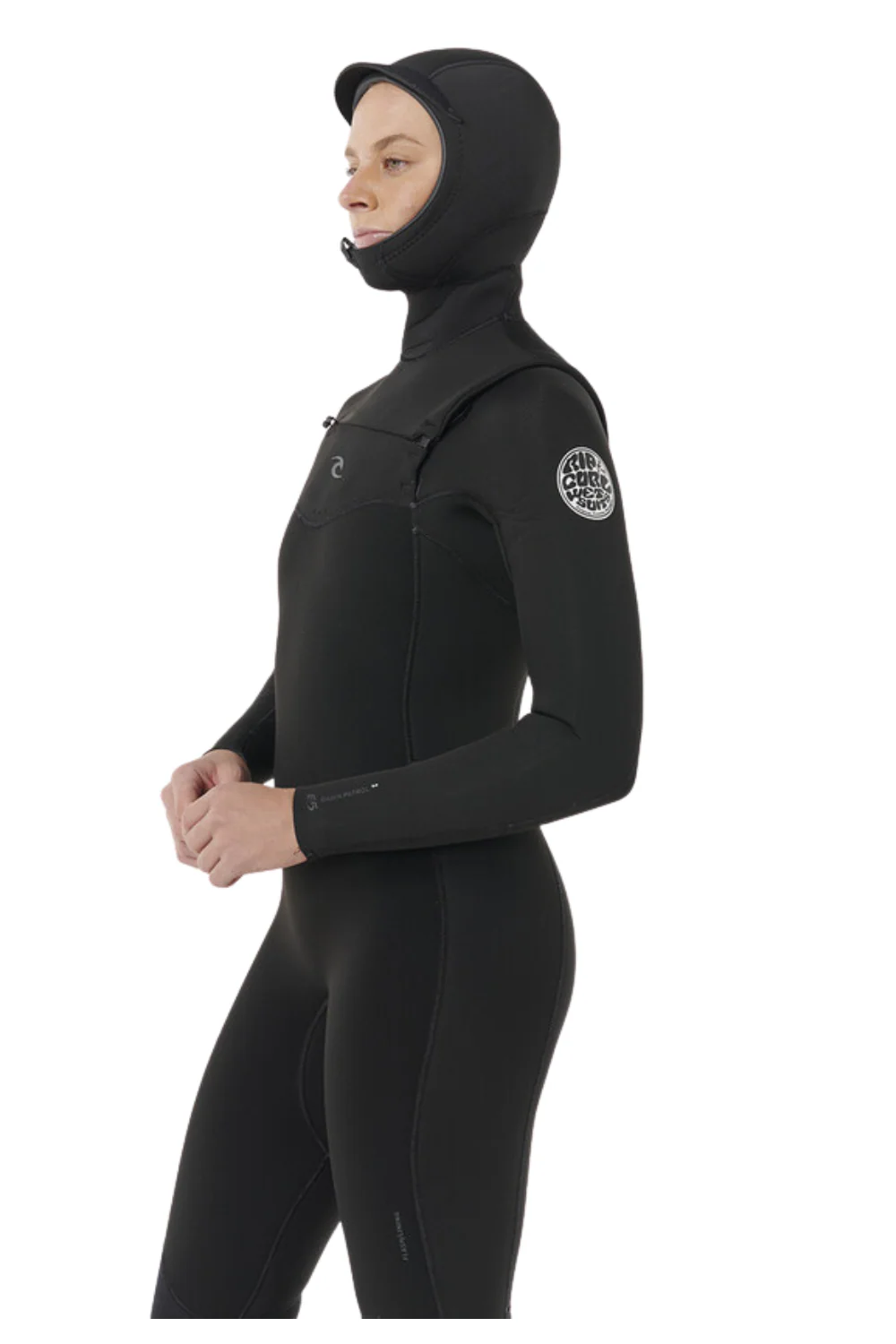 Rip Curl Womens Dawn Patrol 5/4mm Chest Zip Hooded Wetsuit Black - Image 3