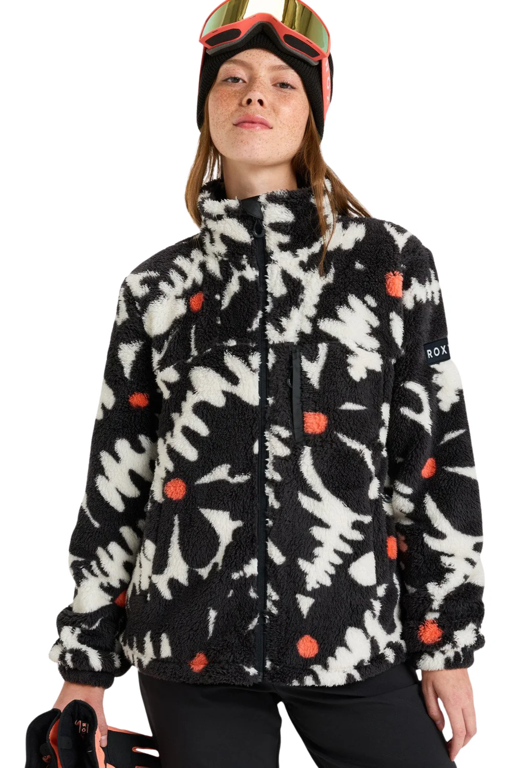 Roxy Womens Alabama Technical Mid Layer Fleece True Black Big Flower - Image 2