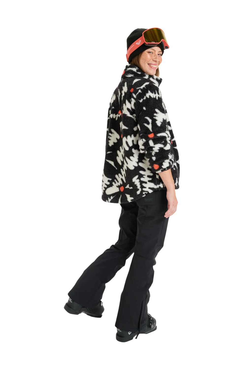 Roxy Womens Alabama Technical Mid Layer Fleece True Black Big Flower - Image 7