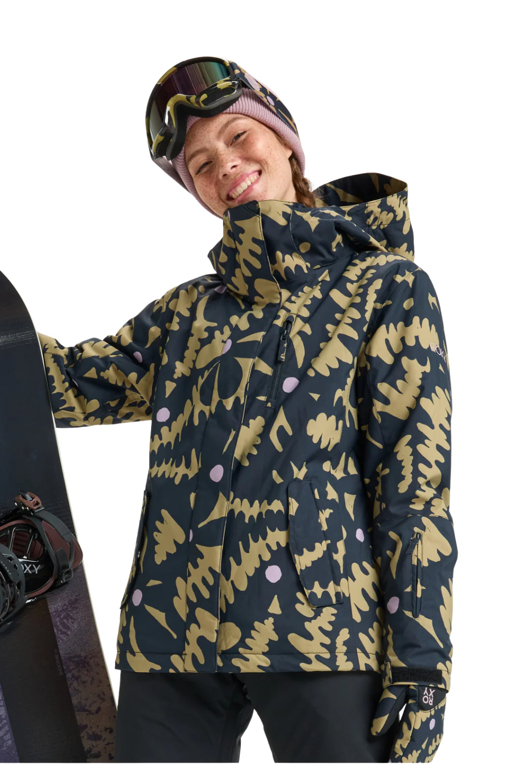 Roxy Jetty Technical Womens Ski and Snowboard Jacket Fennel Seed Big Flower