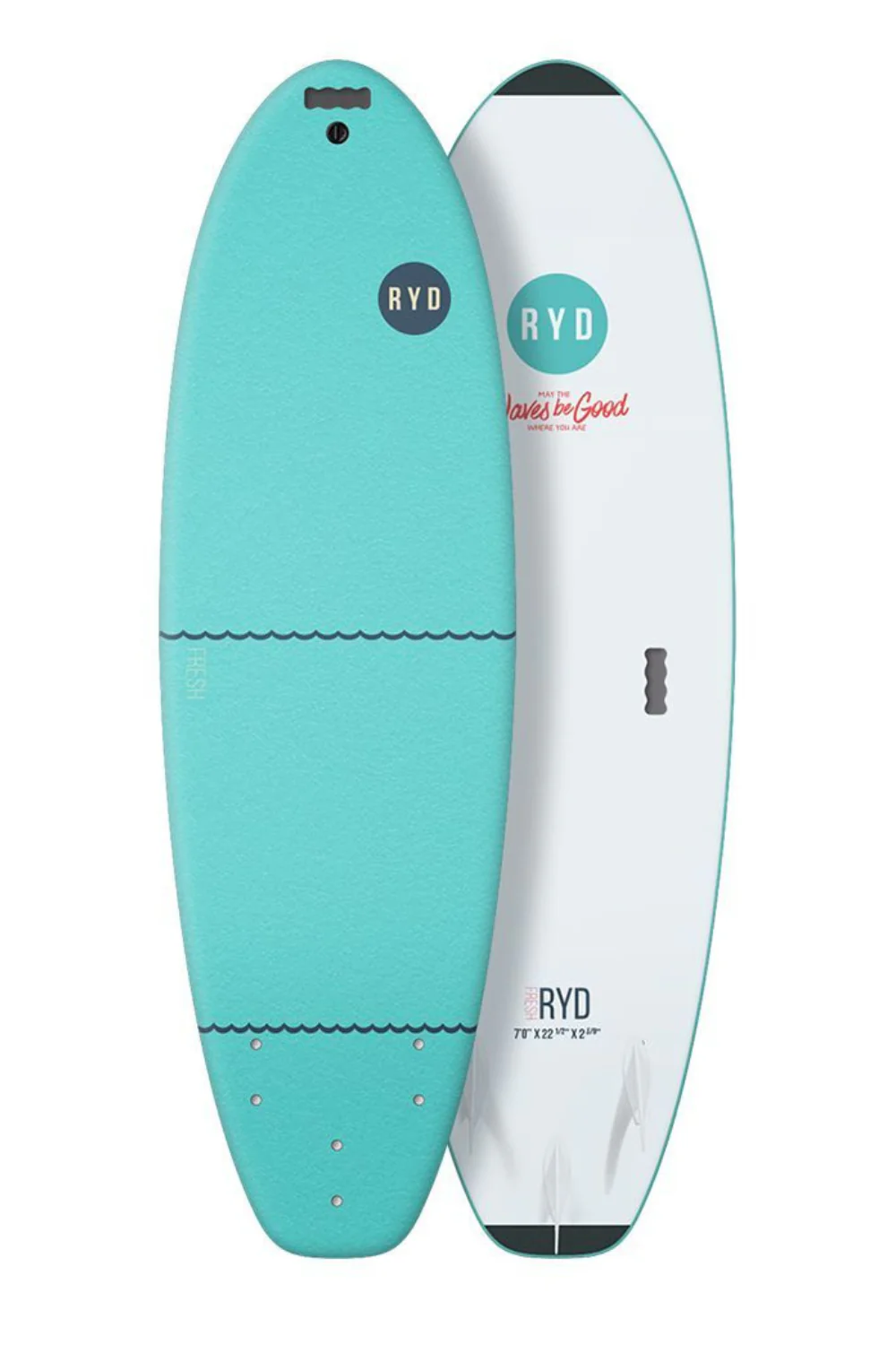 RYD Fresh Wide Soft Top Surfboard Aqua - Image 3