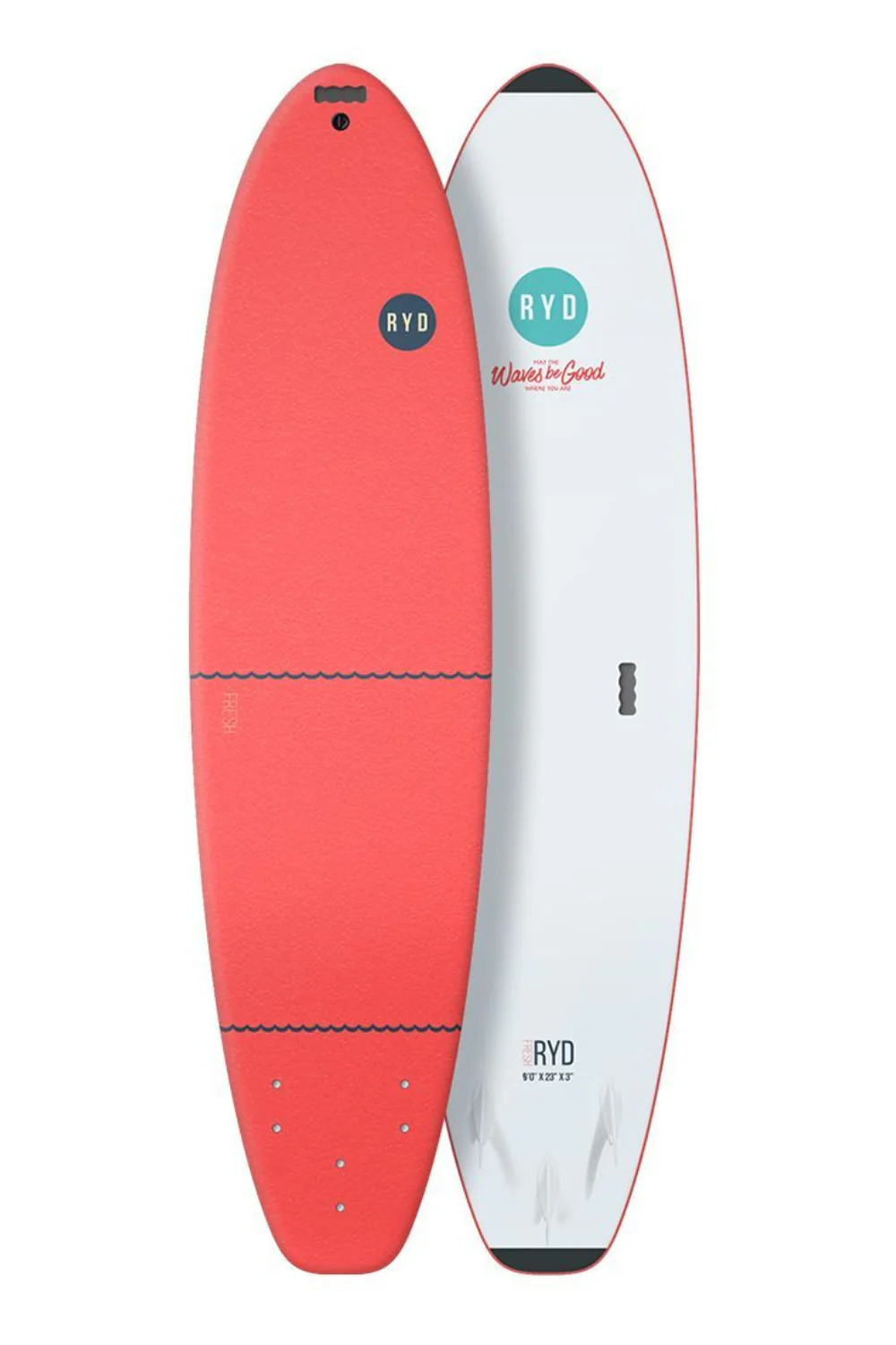 RYD Fresh Wide Soft Top Surfboard Coral - Image 3