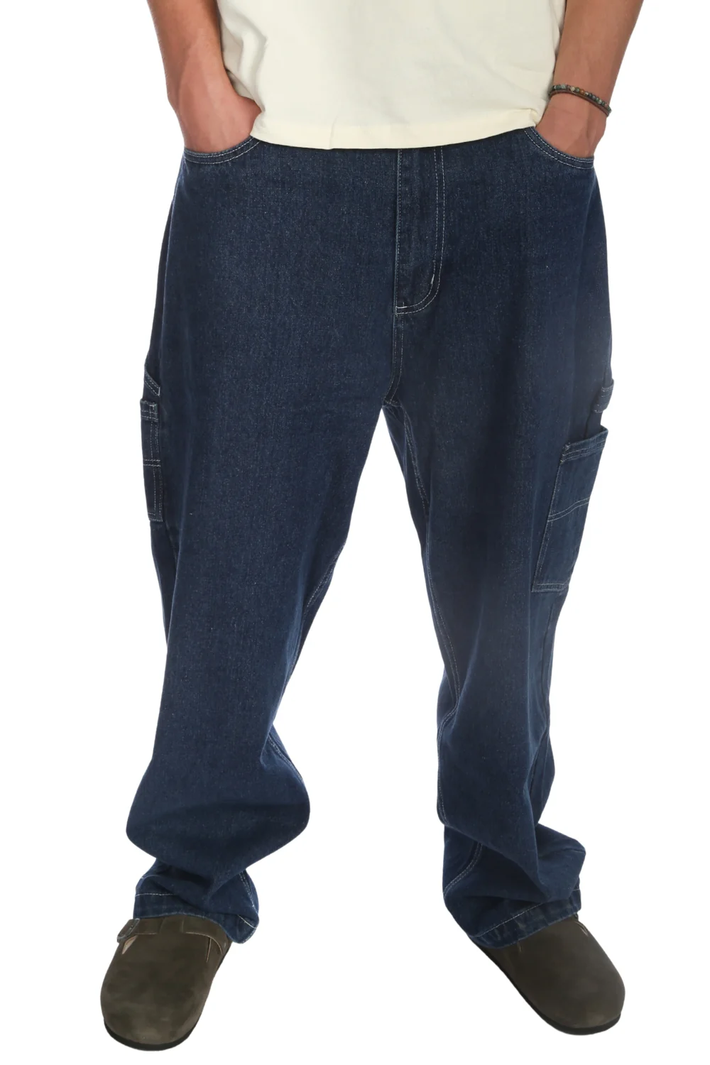 Santa Cruz Mens Carpenter Big Pants Dark Denim White - Image 2