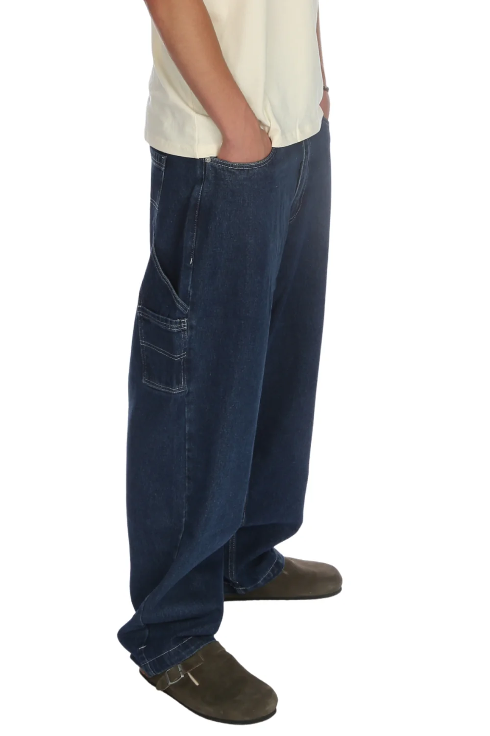 Santa Cruz Mens Carpenter Big Pants Dark Denim White - Image 3