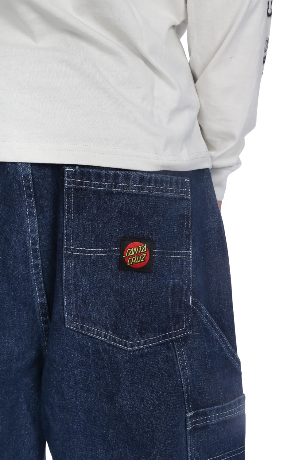 Santa Cruz Mens Carpenter Big Pants Dark Denim White - Image 4