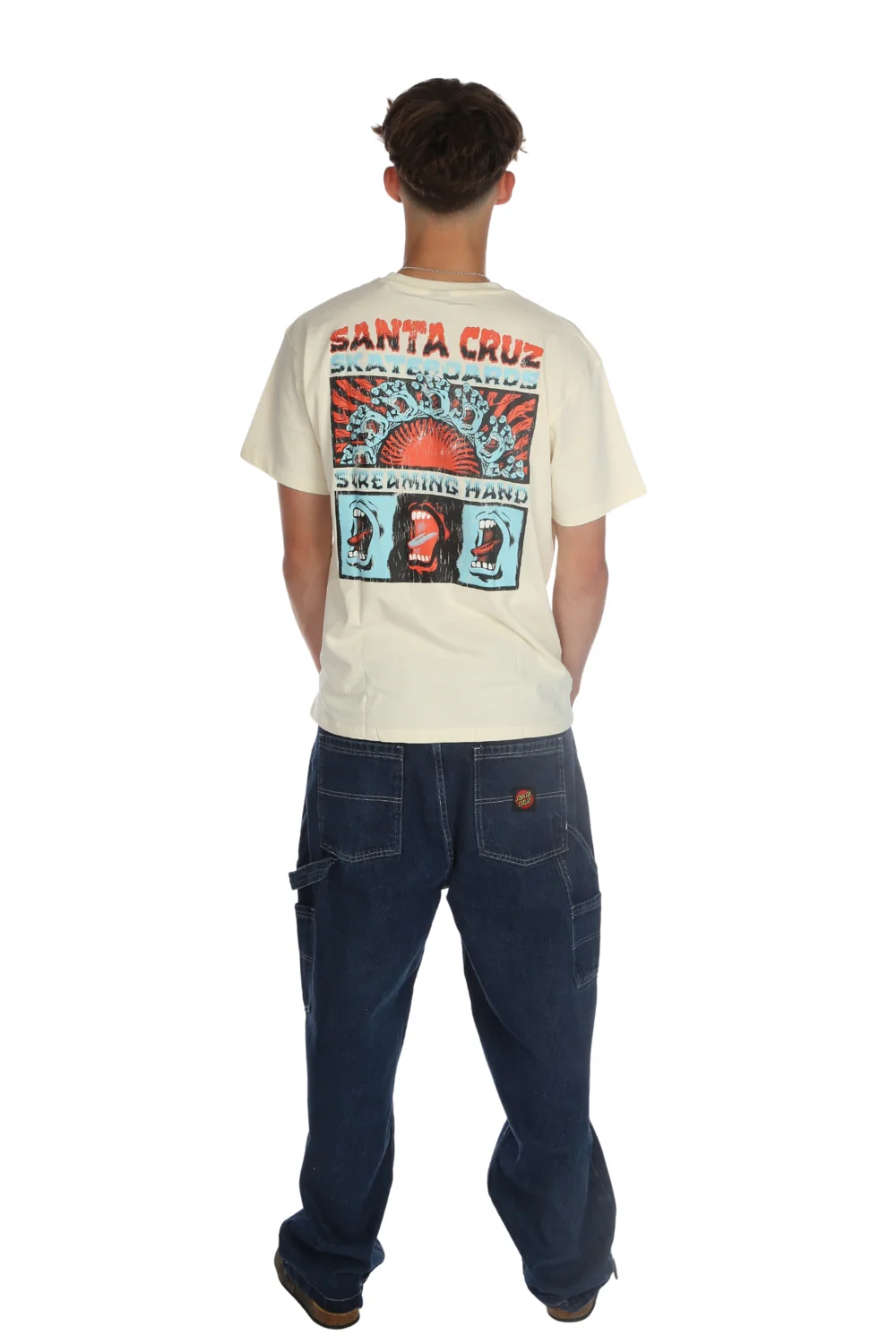 Santa Cruz Mens Carpenter Big Pants Dark Denim White - Image 6