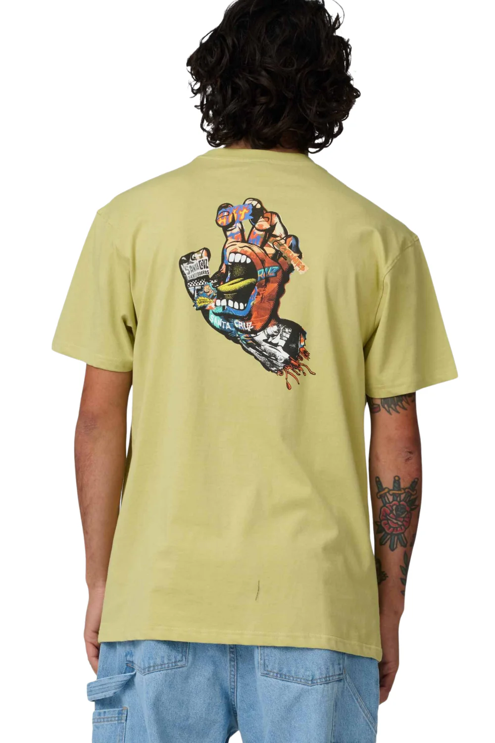 Santa Cruz Collage Hand Mens T-Shirt Faded Khaki