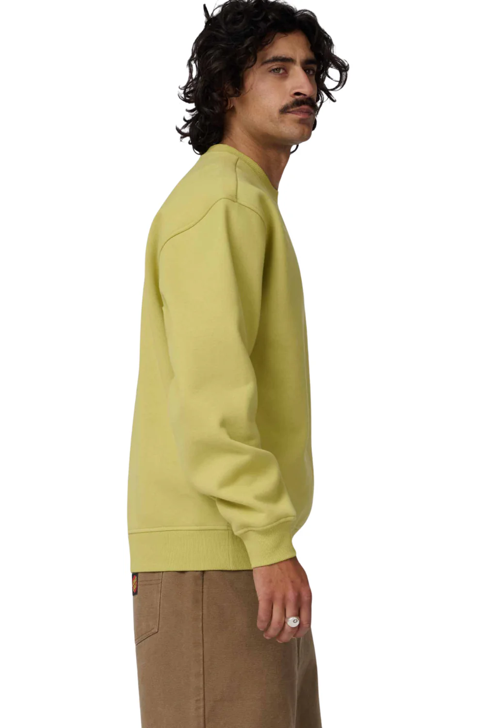 Santa Cruz Patch Strip Mens Crewneck Sweatshirt Faded Khaki - Image 3