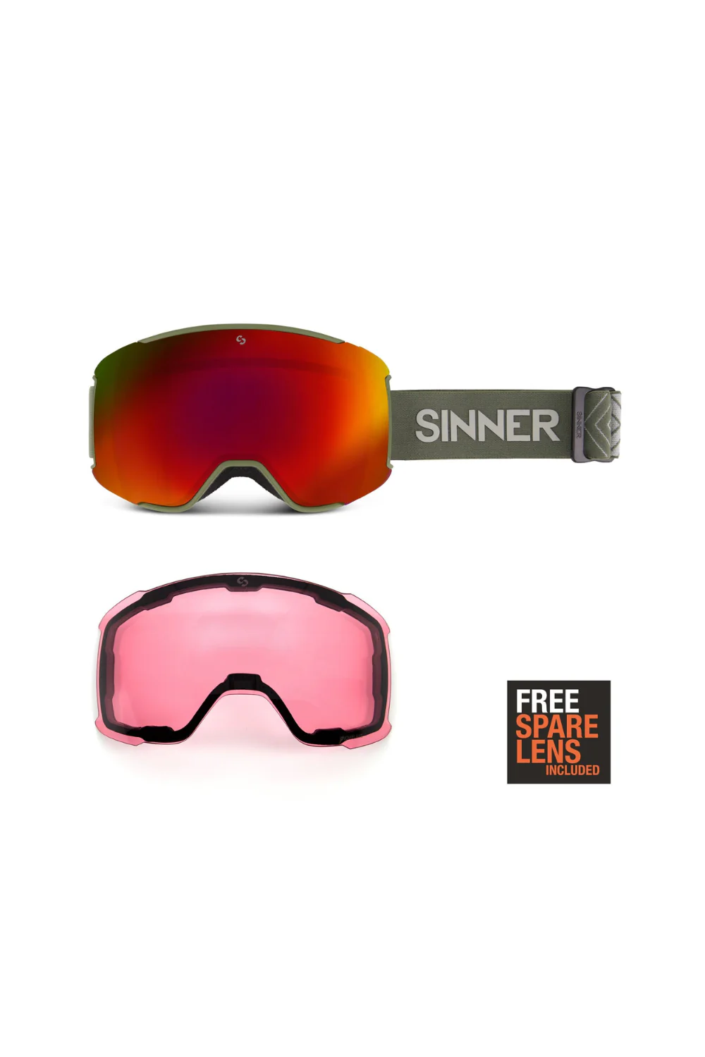 Sinner Snowflake Snow Goggles Moss Green - Image 3