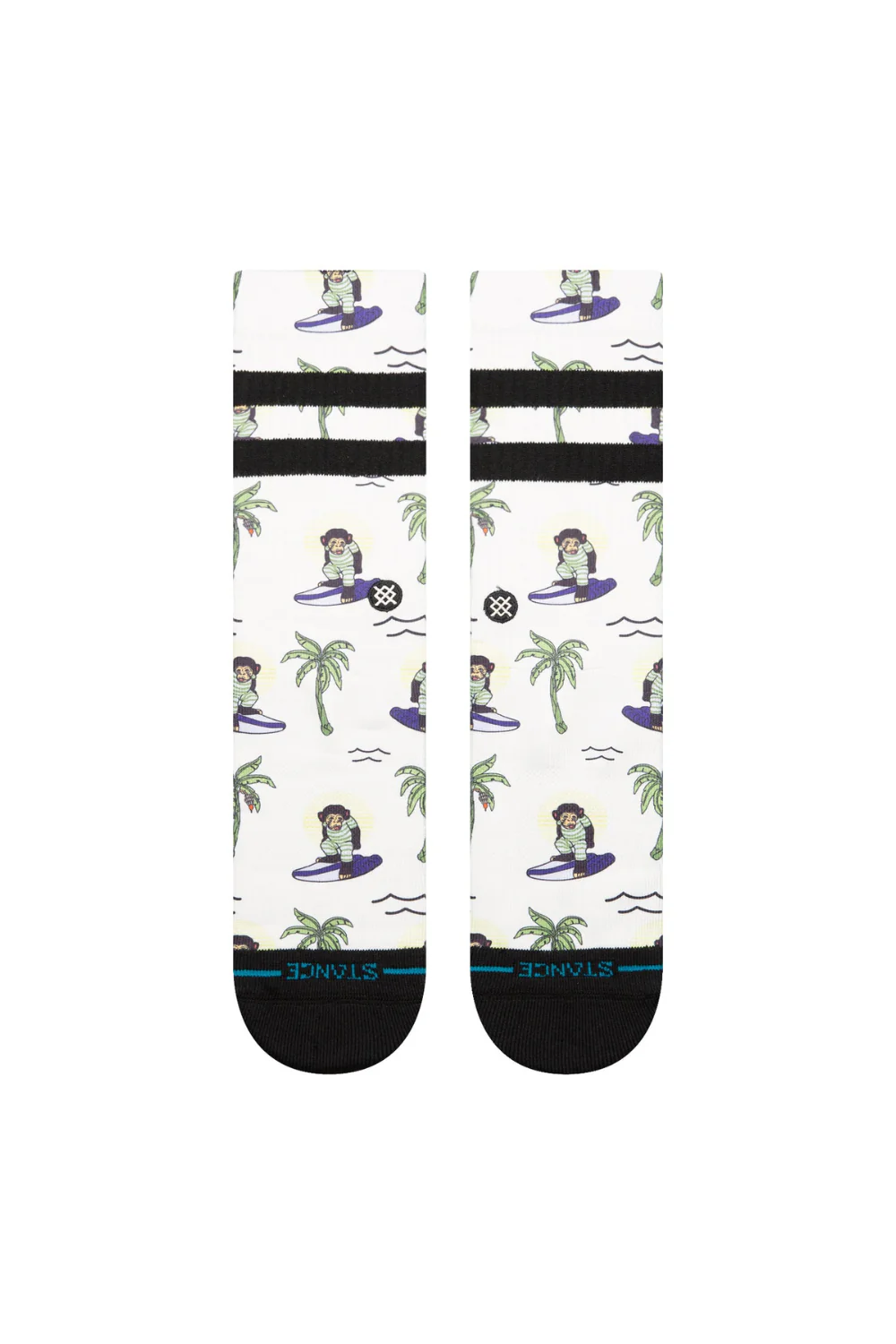 Stance Surfin Monkey Crew Socks White - Image 2
