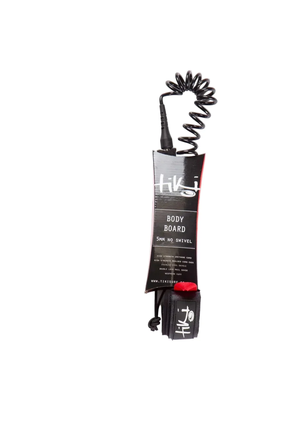 Tiki Coil 5mm Bodyboard Leash - 4ft + Plug - Image 2