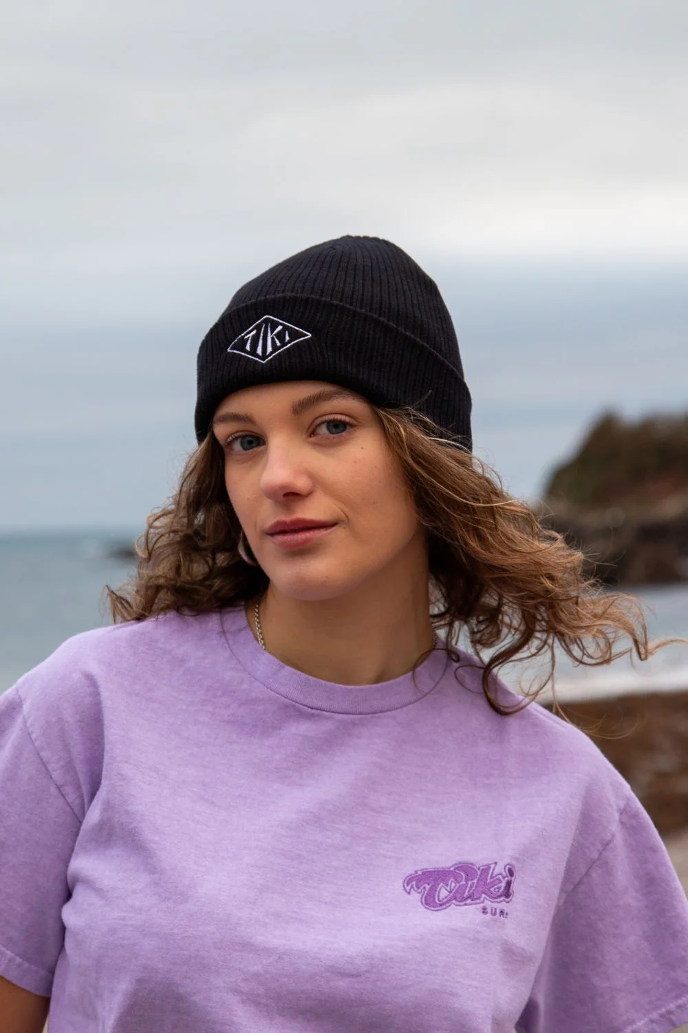 Tiki Diamond Knit Beanie Black - Image 2