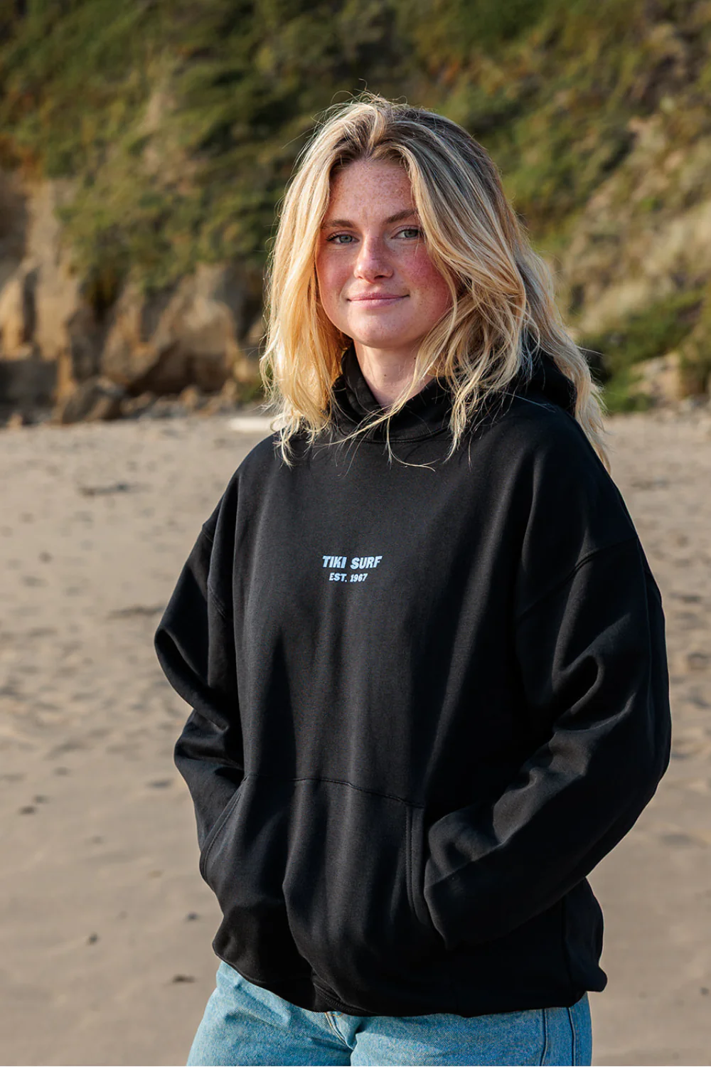 Tiki Fin Womens Hoodie Black - Image 5