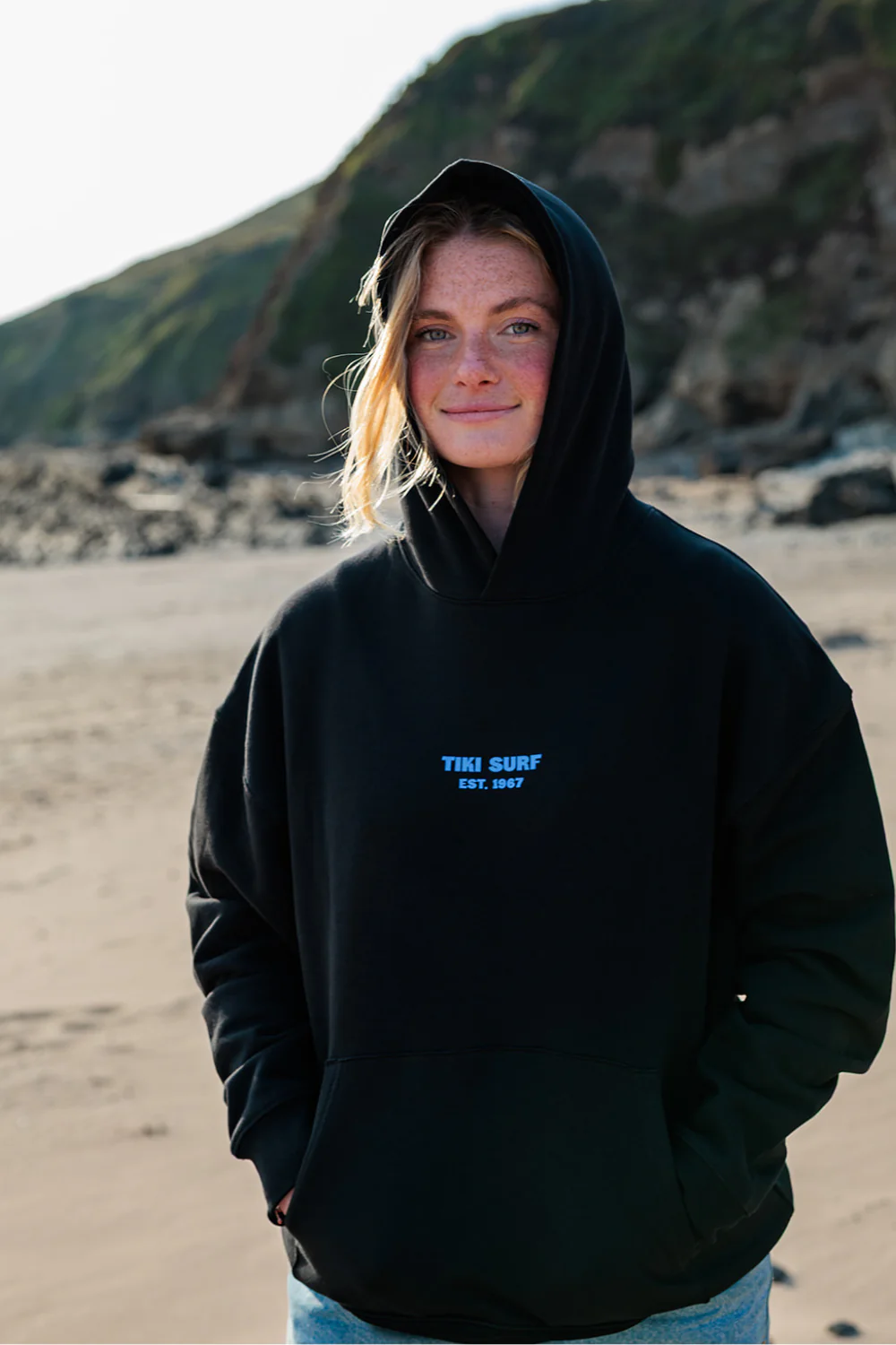 Tiki Fin Womens Hoodie Black - Image 7