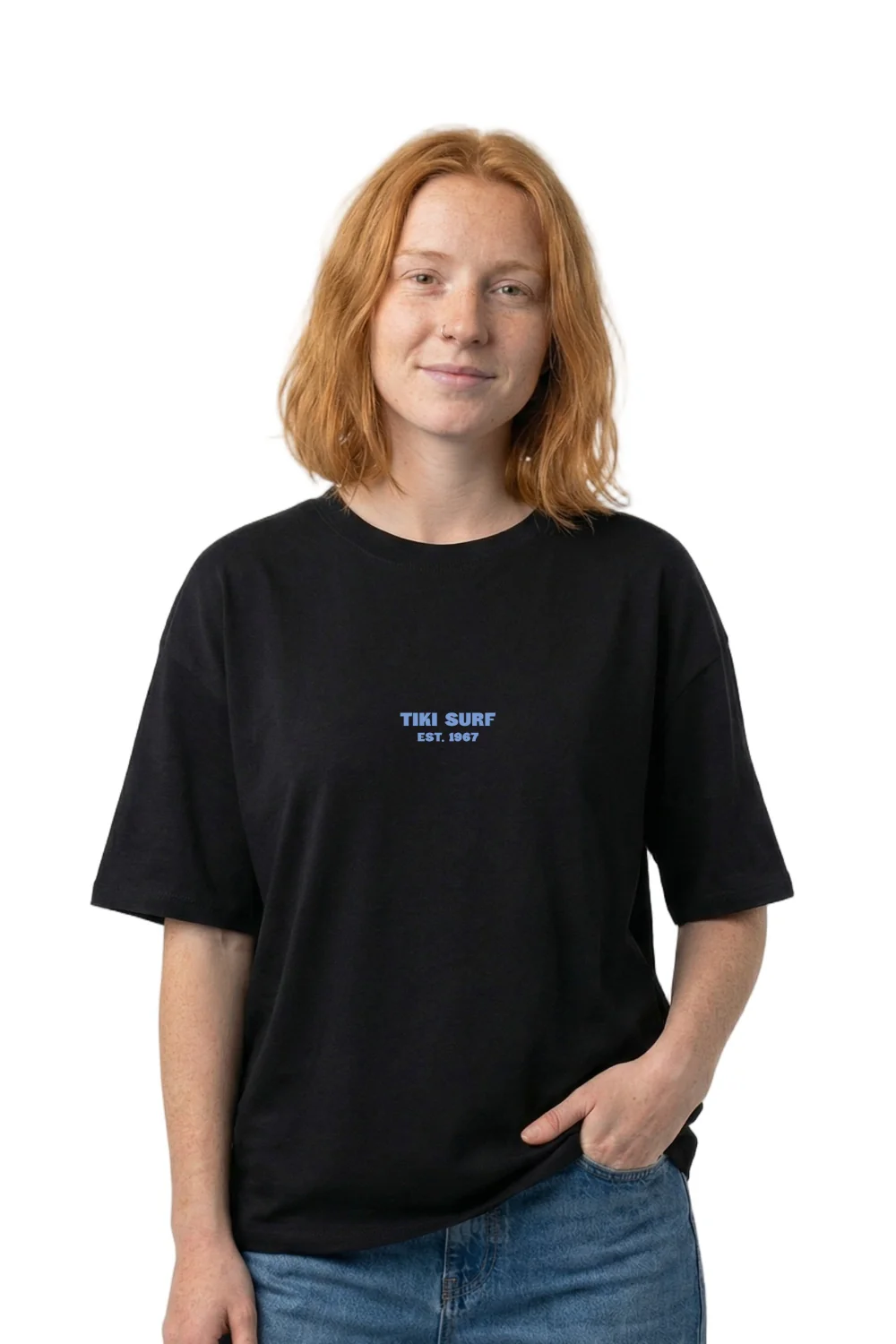 Tiki Fin Womens T-Shirt Black - Image 2