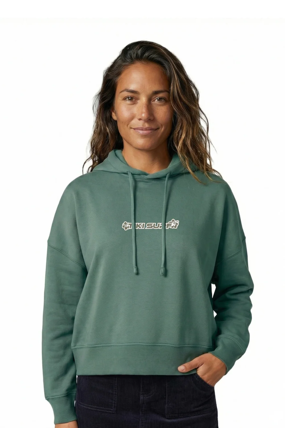 Tiki Hibiscus Womens Hoodie Green Bay
