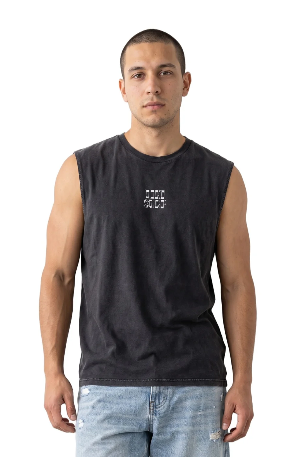 Tiki Maidmer Mens Muscle Tank Washed Black - Image 2