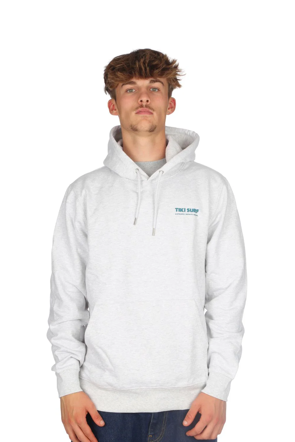 Tiki OG Surf Shop Hoodie Cool Heather Grey - Image 2