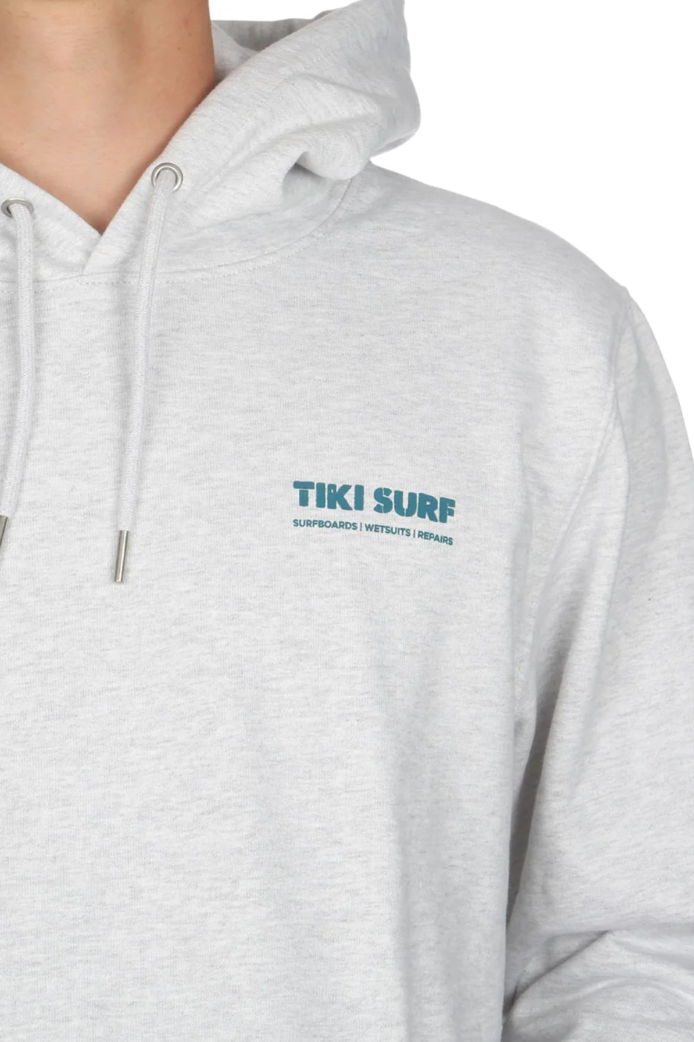 Tiki OG Surf Shop Hoodie Cool Heather Grey - Image 5