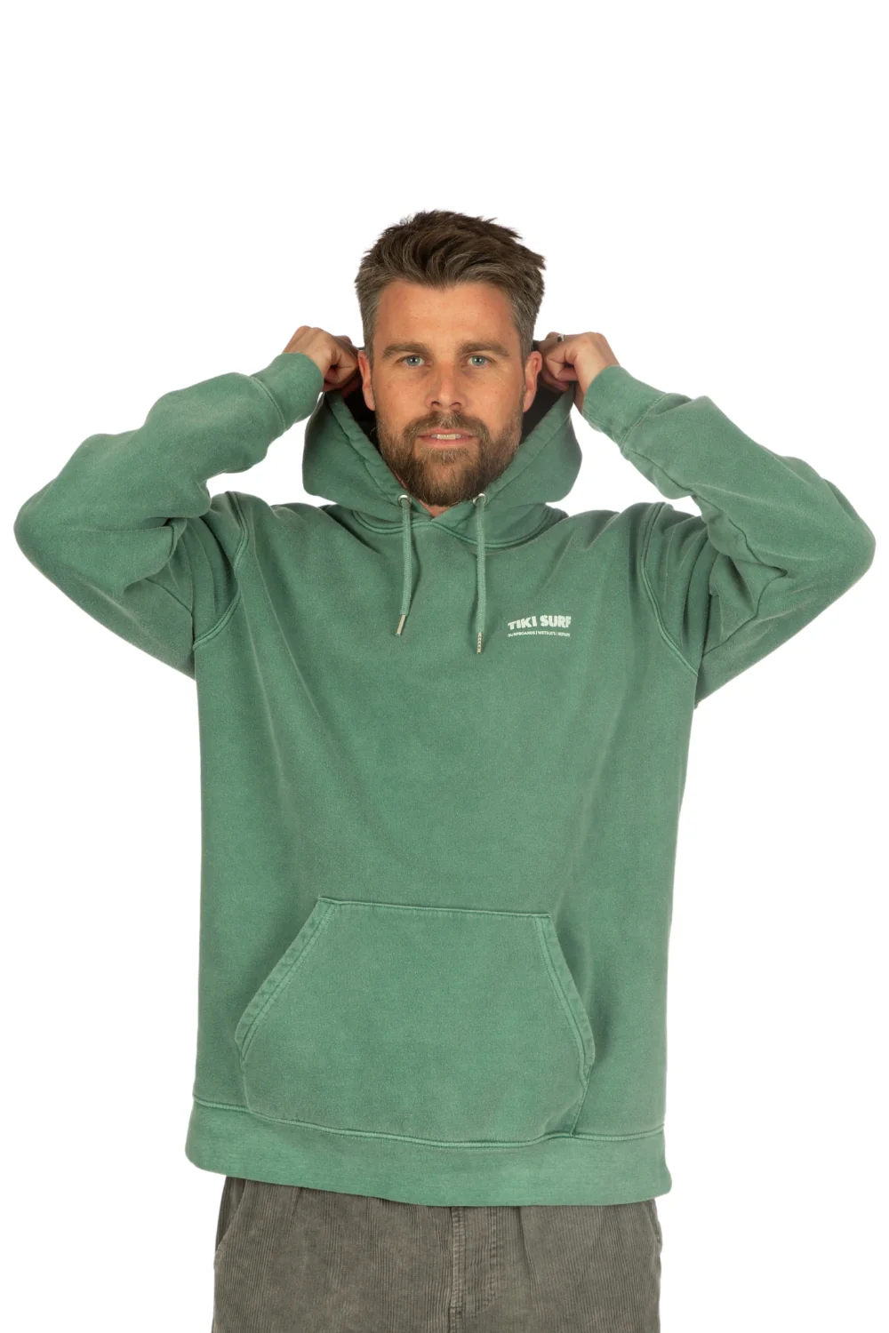 Tiki OG Surf Shop Hoodie Green Wash - Image 4