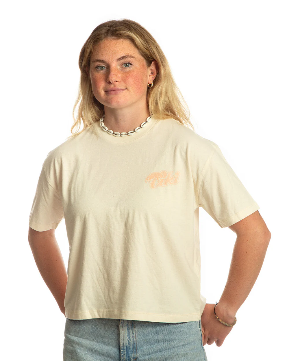 Tiki Retro Palm T-Shirt Beige