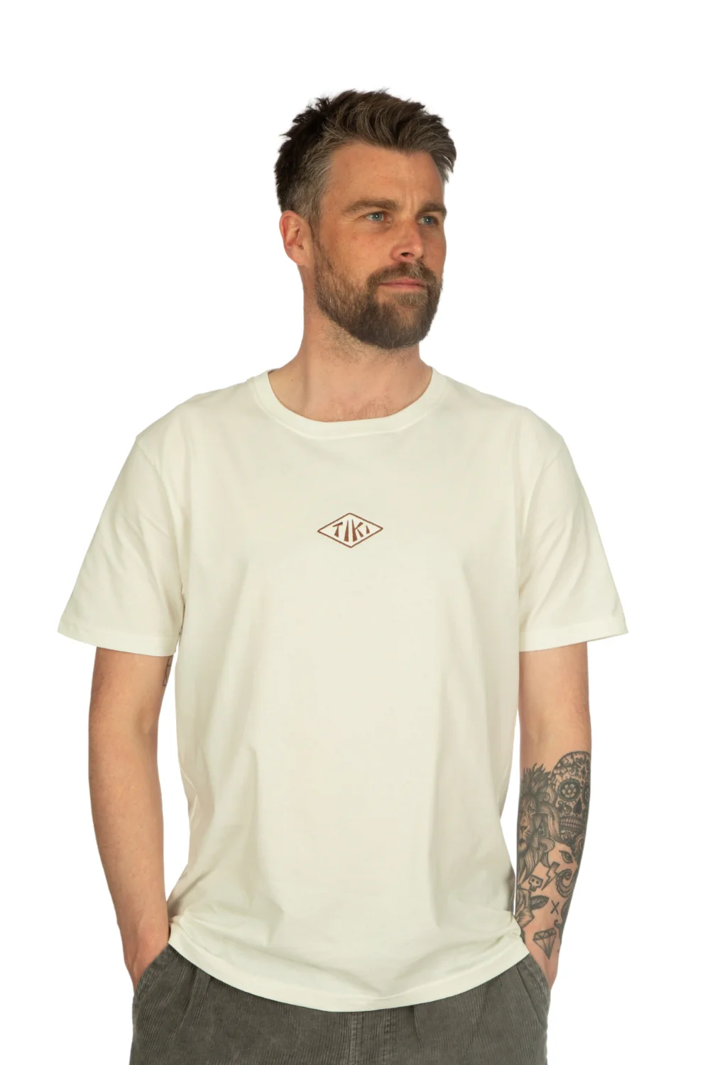 Tiki Retro Shark T-Shirt White Wash - Image 2