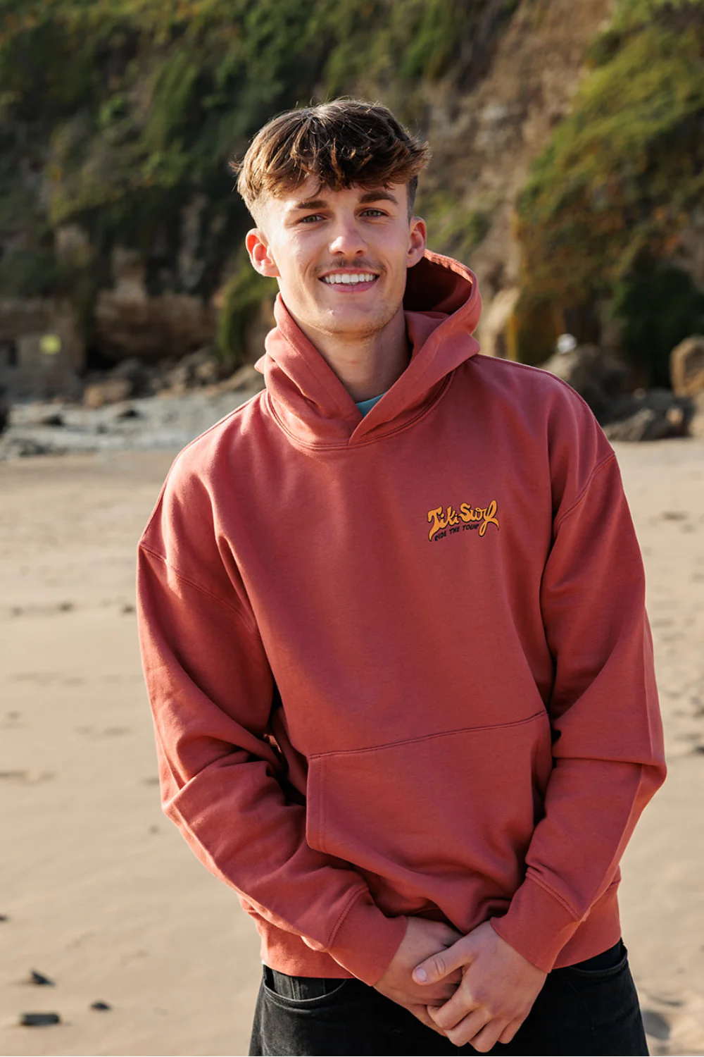 Tiki Surf Tour Mens Hoodie Burnt Orange - Image 4