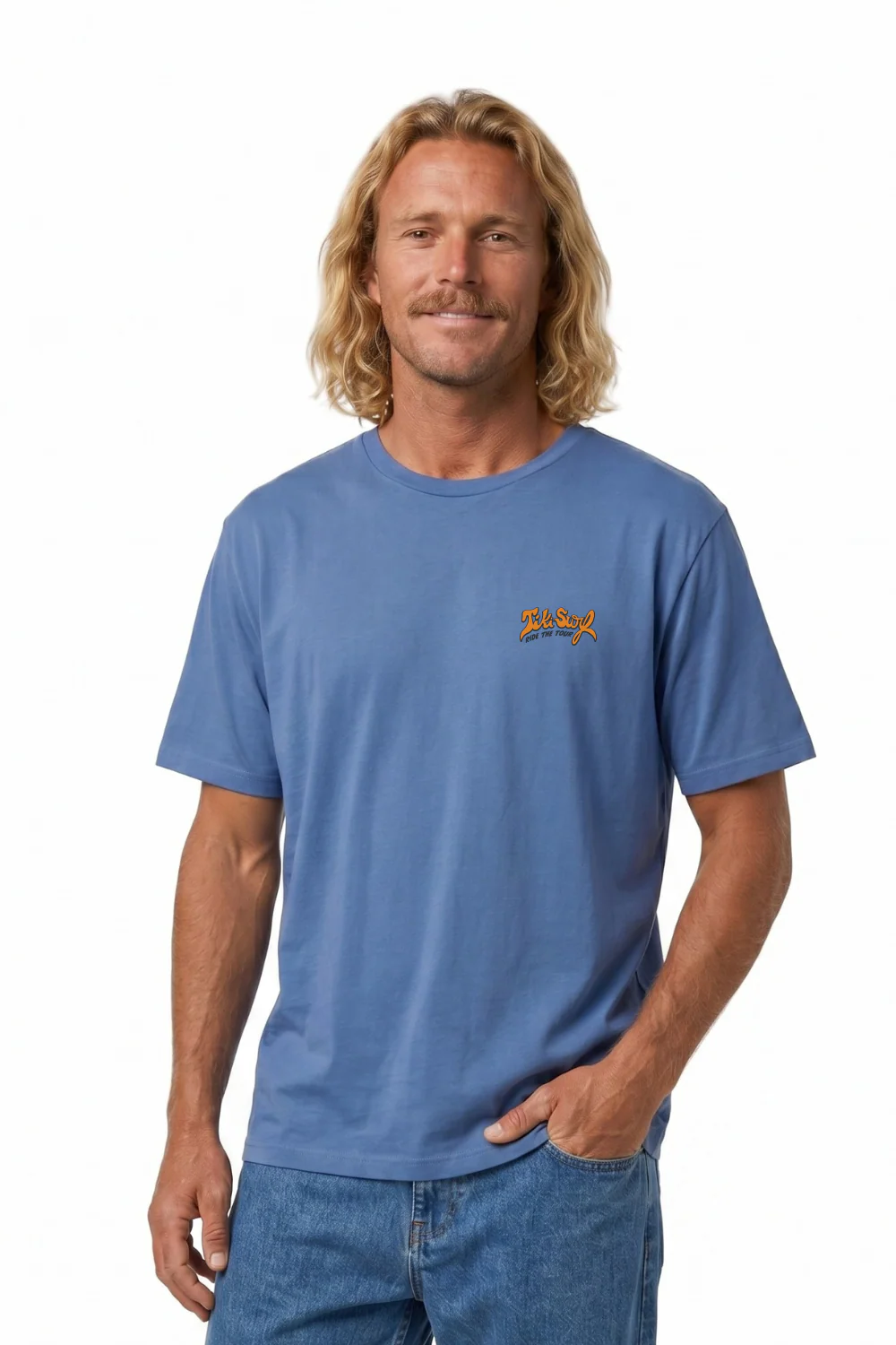 Tiki Surf Tour Mens T-Shirt Bright Blue - Image 2