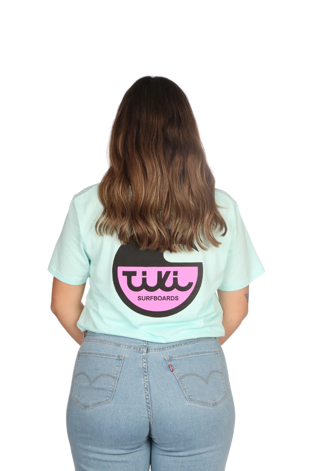 Tiki Surfboard Logo T-Shirt Carribean Blue - Image 5